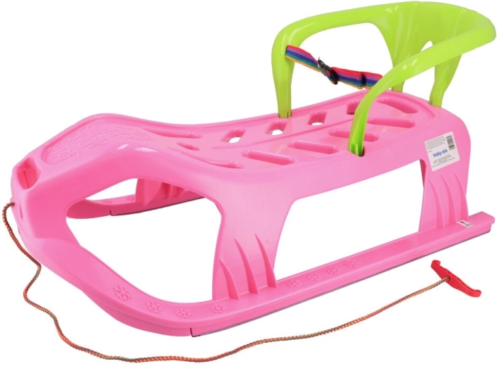 Sanie din plastic cu spătar Baby Mix Snow Star roz