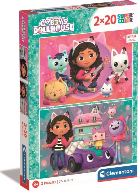 CLEMENTONI Puzzle Căsuța fermecată a lui Gabby 2x20 piese