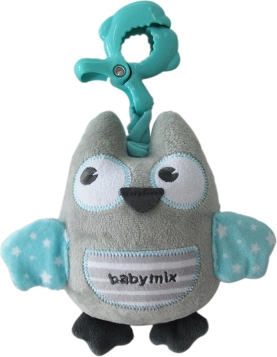 Jucărie de pluș muzicală Baby Mix, bufniță mentă, cu clips