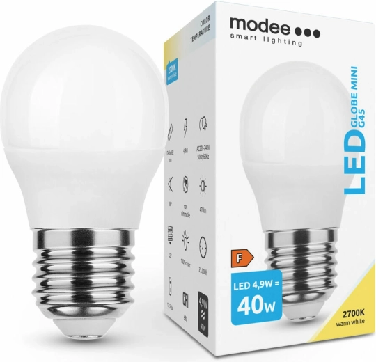 Modee Smart Lighting bec LED miniatură G45 E27 4,9 W alb cald