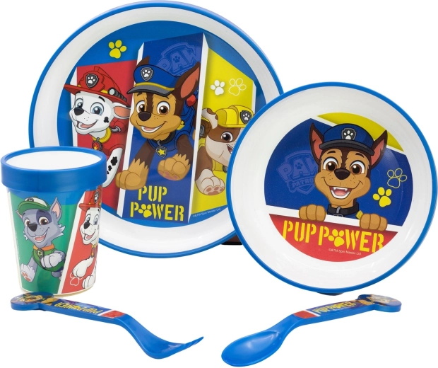 Paw Patrol Pup Power set premium antiderapant pentru mic dejun, 5 piese