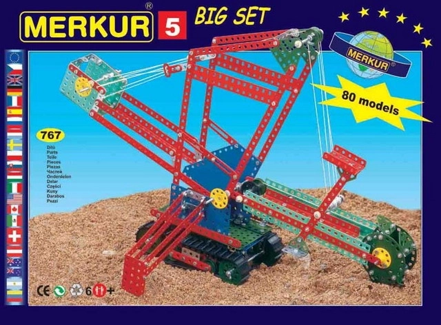 Set de construcție MERKUR 5 – mare set metalic de construcții pentru 84 de modele
