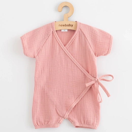 Salopetă de vară din muselină pentru bebeluși New Baby roz