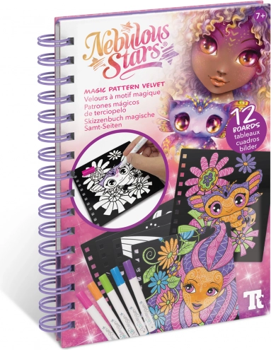 Nebulous Stars cărți de colorat magice – 12 planșe catifelate și 5 carioci