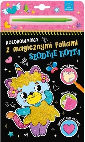 Carte de colorat cu folii magice „Pisicuțe dulci”