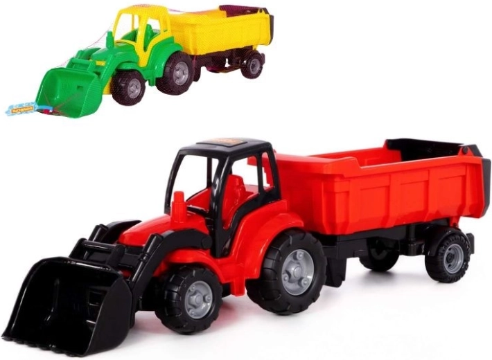 Tractor pentru copii Șampion cu cupă și remorcă