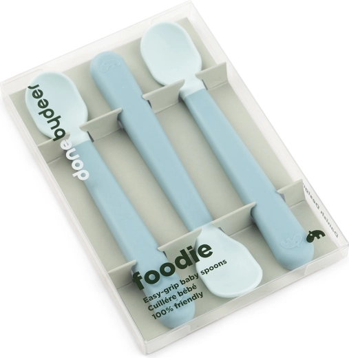 Lingurițe pentru copii Done by Deer Easy-grip Foodie, albastre, 3 buc.