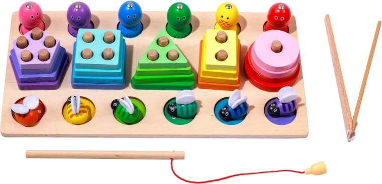 2Kids Toys jucărie din lemn multifuncțională pentru potrivirea formelor și pescuit