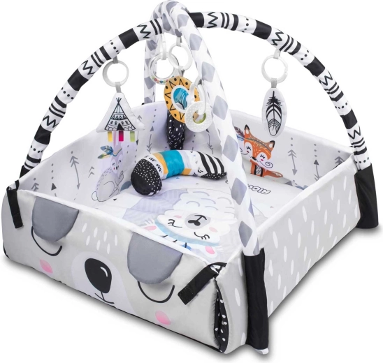 3‑în‑1: saltea deschisă, cuib și centru de joacă