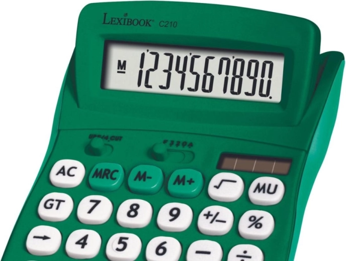 Lexibook calculator de buzunar, 10 cifre, suprafață din cauciuc, verde