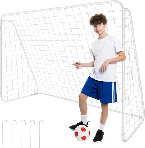Poartă de fotbal Trizand 213 × 150 × 90 cm cu structură metalică și plasă