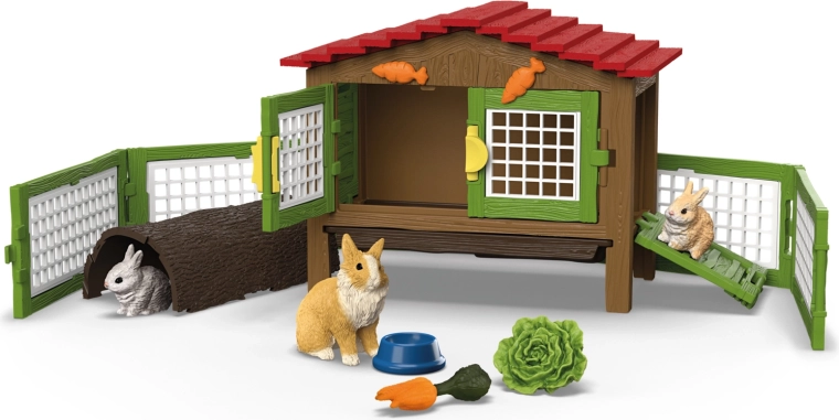 Schleich FARM WORLD iepurișor (rabbit hutch) cu iepuri pitici „cap de leu”