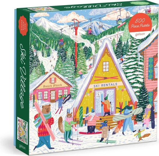 Puzzle pătrat Galison Stațiune de schi, 500 de piese