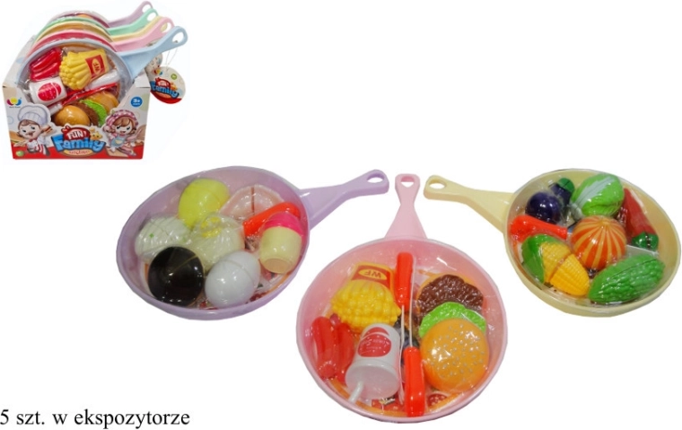 Tigaie de jucărie cu alimente pentru micii bucătari