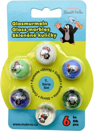Set de bile din sticlă Krtek, mix, 6 buc
