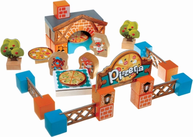 Set de construcție din lemn Pizzerie de la Cubika