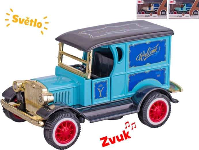 Auto old timer model metalic 11 cm cu lumini și sunete