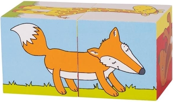Cuburi de lemn cu animale pentru copii