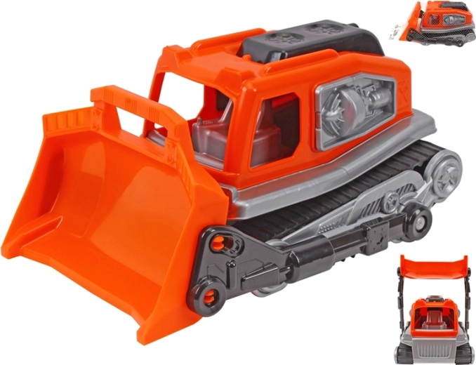 Buldozer portocaliu din plastic pentru copii, 31 cm