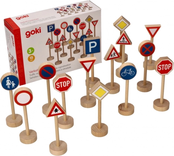 Indicatoare rutiere din lemn Goki, set 15 buc