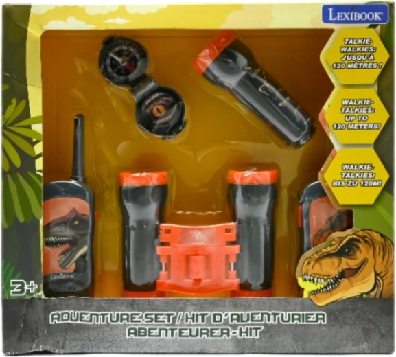Lexibook set de explorare cu dinozauri cu stații walkie-talkie, binoclu, lanternă și busolă