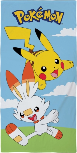 Prosop de plajă Pokémon Pikachu și Scorbunny 70 × 140 cm