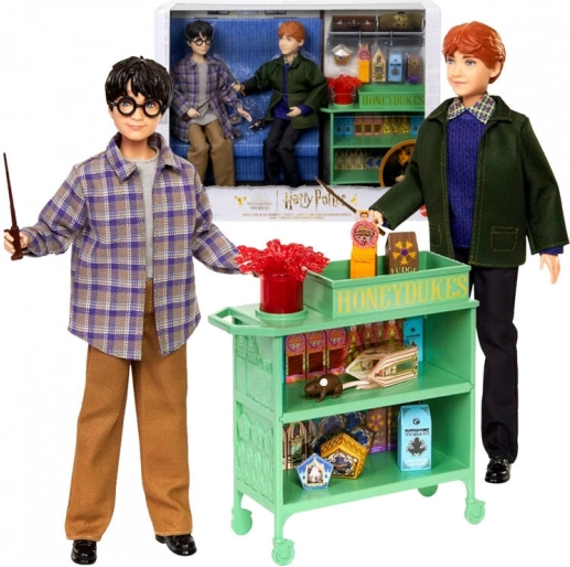 Harry Potter și Ron Weasley în trenul de la Hogwarts - set de păpuși