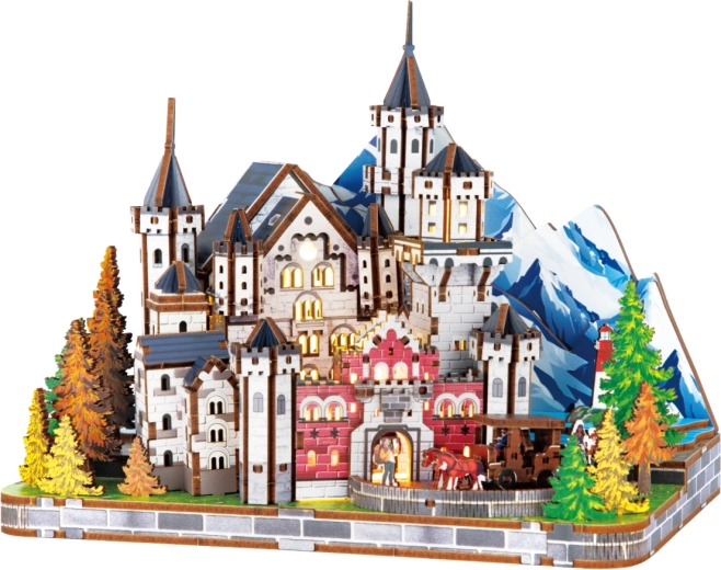 2Kids Toys puzzle 3D din lemn, scenă miniaturală – Castelul Neuschwanstein