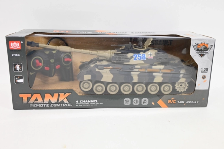 Tanc controlat de la distanță Tank Assault 1:20 cu efecte luminoase și sonore