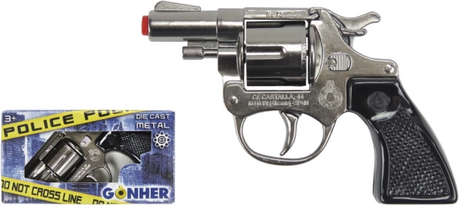 Revolver metalic de jucărie cu capse, argintiu (8 focuri)