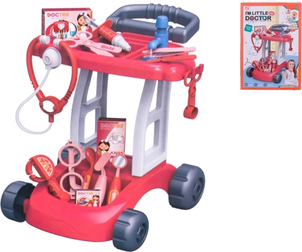 Cărucior de doctor cu accesorii pentru jocul de-a medicul
