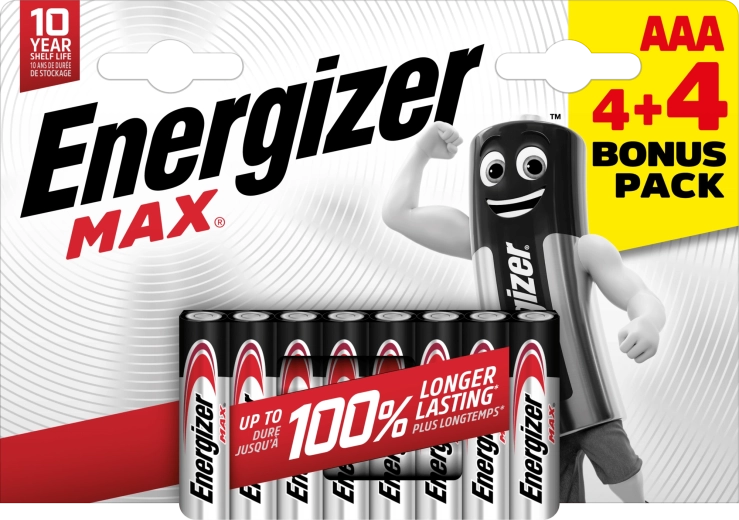 Energizer Max AAA baterii alcaline 8 buc (4+4)