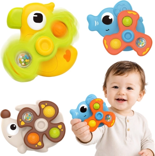 Woopie Baby jucării senzoriale rotative cu ventuză – animăluțe, 3 buc.
