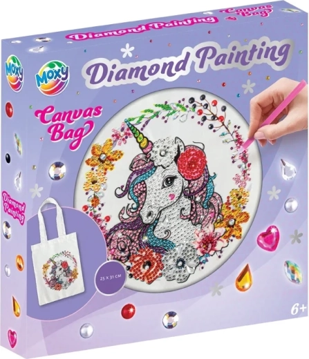 Pictură cu diamante – geantă din pânză Unicorn 25 × 31 cm