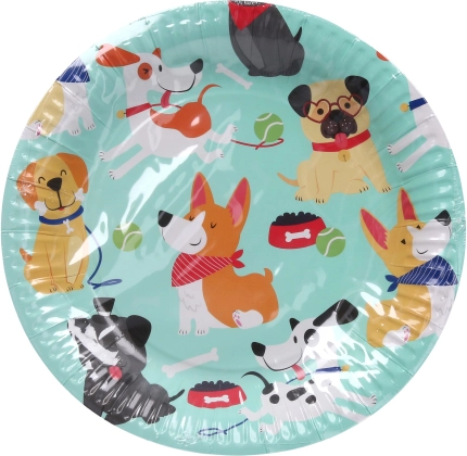 Farfurii de petrecere cu motiv CÂINE 23 cm, 6 buc.