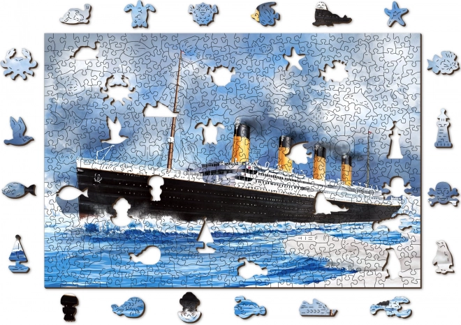 WOODEN CITY Puzzle din lemn Titanic 2în1, 505 piese ECO