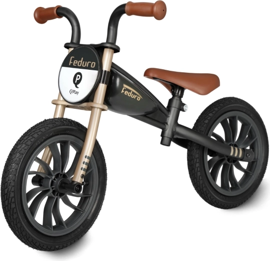 Bicicletă fără pedale pentru copii Qplay Feduro, negru-auriu