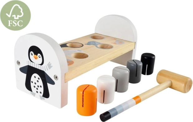 Banc de bătut din lemn cu pinguin