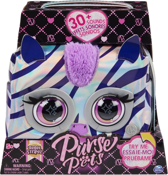 Geantă metalică interactivă Purse Pets Zebra