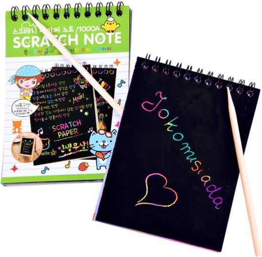Cartonaș de zgâriat curcubeu cu bețișor de desen – Notes