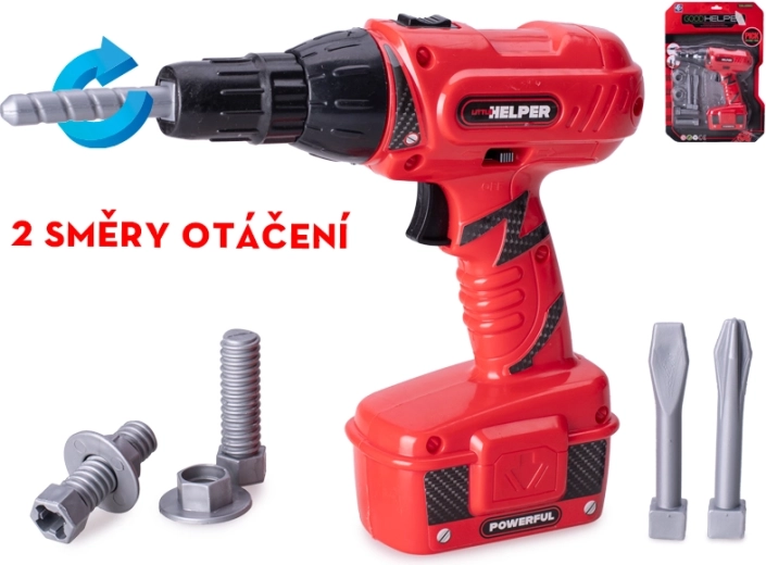 Bormașină cu baterii pentru copii, 18 cm, cu rotație bidirecțională și sunete