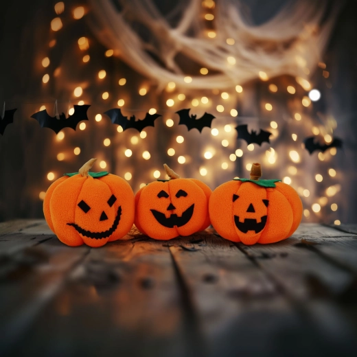 Decorațiune textilă de Halloween în formă de dovleac - 1 bucată