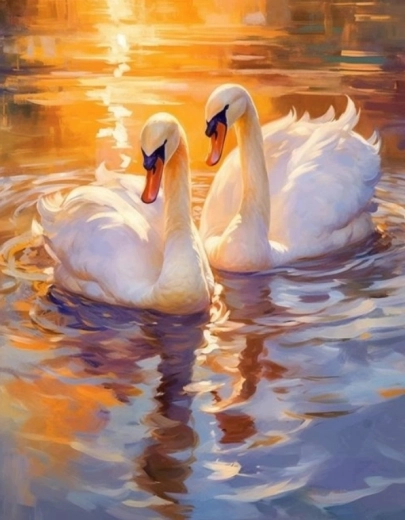 Norimpex pictură cu diamante lebede albe 30 × 40 cm