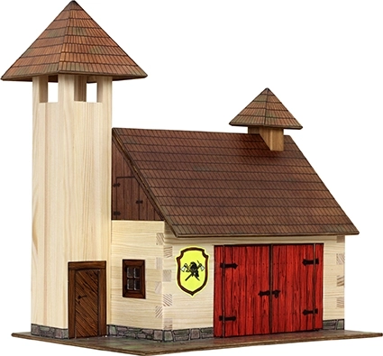 Kit de construcție din lemn de lipit HOBBY KITS – remiză de pompieri 1:32