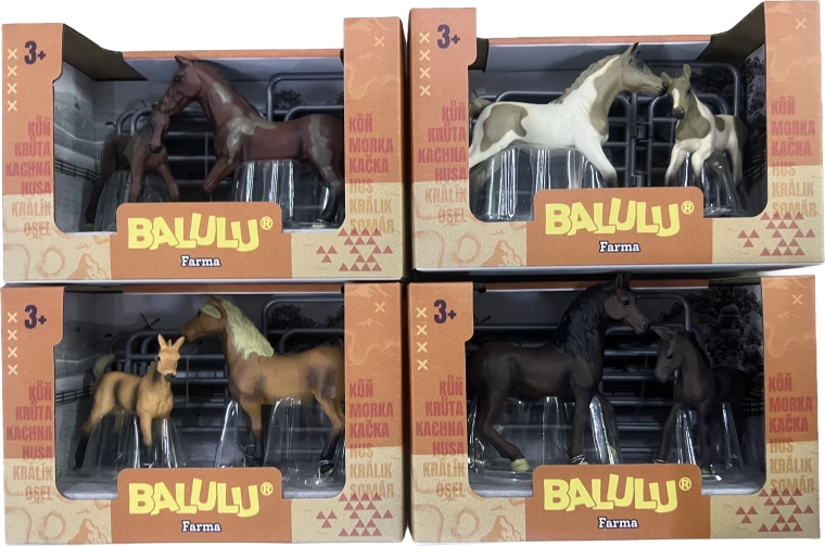 BALULU set de joacă iapă cu mânz și țarc, 4 variante - 1 bucată
