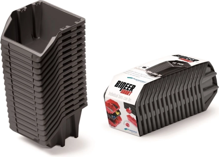Set de cutii de depozitare 16 buc Bineer Short, 234 × 77 × 92 mm, negru