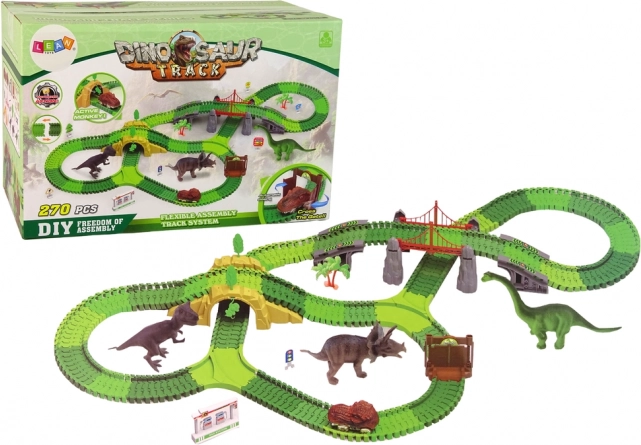 Pistă pentru dinozauri 270 piese cu accesorii