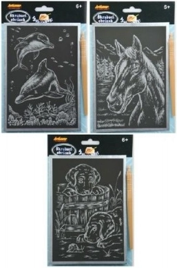 Imagini de răzuit argintii A5, mix de motive, 24 bucăți în cutie