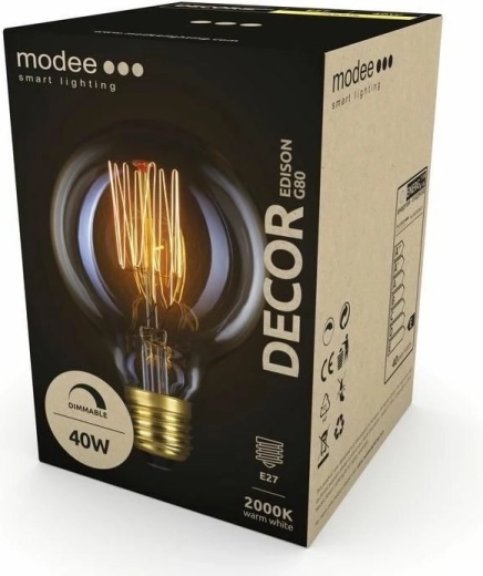 Modee Smart bec decorativ Edison G80 E27 40 W alb extra cald