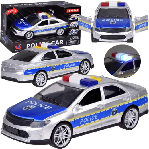 Mașină de poliție cu lumini și sunete, uși care se deschid